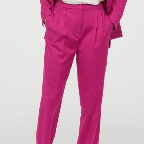 Hot pink pleated wide leg trousers - Picture 1 of 3